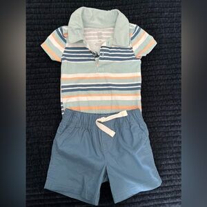 Carters Outfit Blue Stripe Onesie and Shorts 6M